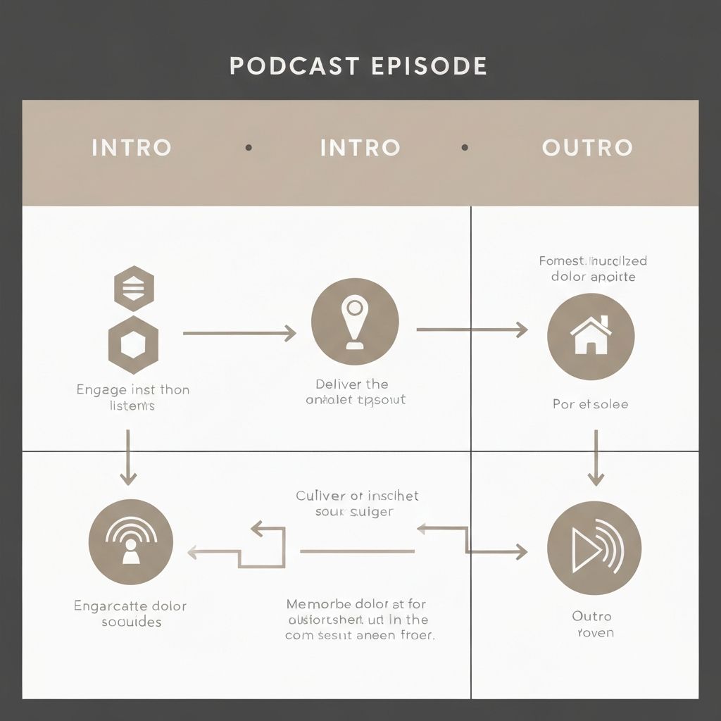 Визуализация структуры эпизода подкаста с логическими элементами